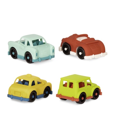 SET DE 4 MINI VÉHICULES VERT, ROUGE ET JAUNE - HAPPY CRUISERS 4 MINI