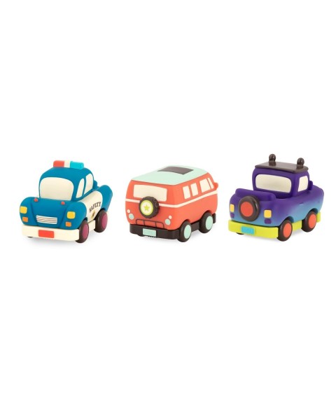 SET DE 3 VÉHICULES AVEC VAN ORANGE- SET POLICE CAR, VAN & JEEP