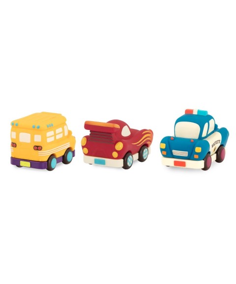 SET DE 3 VÉHICULES AVEC BUS JAUNE - SET POLICE CAR, BUS & RACE CAR