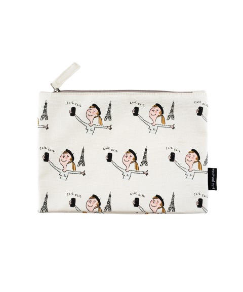 COTTON LARGE POUCH "SELFIE"