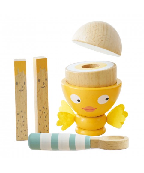 WOODEN EGG CUP & SOLDIERS - 6 PIECE