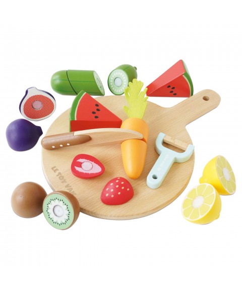 WOODEN CHOPPING BOARD & SLICEABLE PLAY FOOD