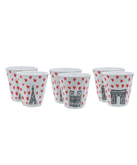 SET OF 6  TUMBLERS PARIS "PICTO"