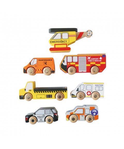 EMERGENCY HELICOPTER & RESCUE CARS - 7 PIECE