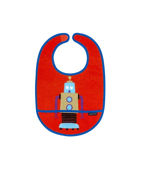 COATED COTTON BIB GLITTERING LES ROBOTS RED